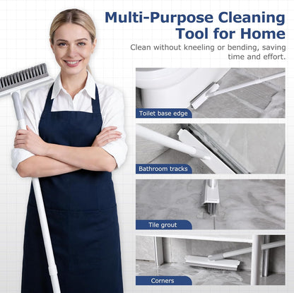 IVYROLL Grout Brush with Long Handle, Grout Cleaner Brush for Tile Floors, Stiff Bristles for Crevice, Tile Line, Shower, Kitchen, Bathroom