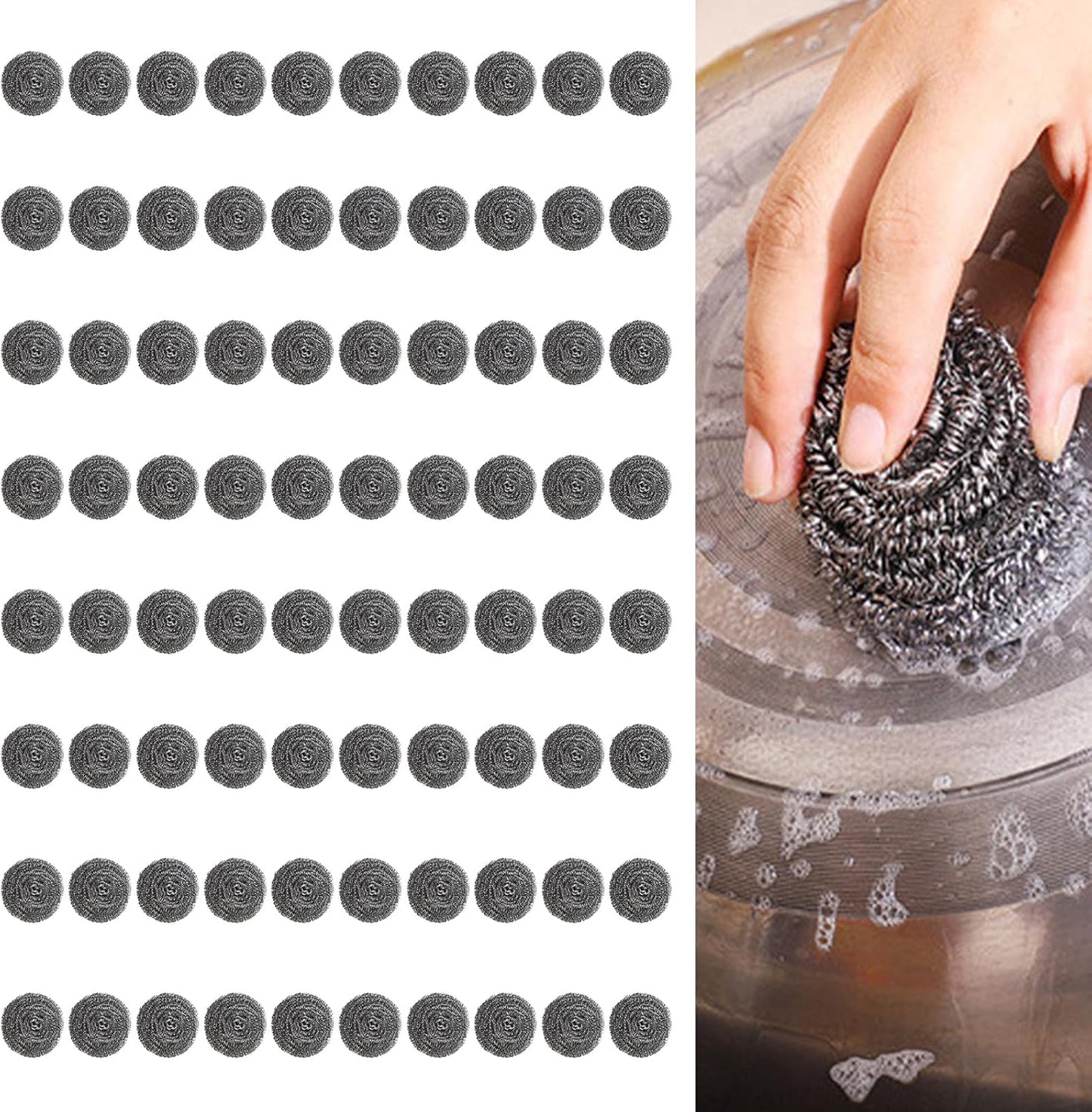 20 Pack Steel Wool Scrubbers, 2.36 Inch Stainless Steel Cleaning Pads, Heavy Duty Scouring Pads for Pots and Pans, Non-Scratch Kitchen Scrubber for Dishes, Grills, and Cookware