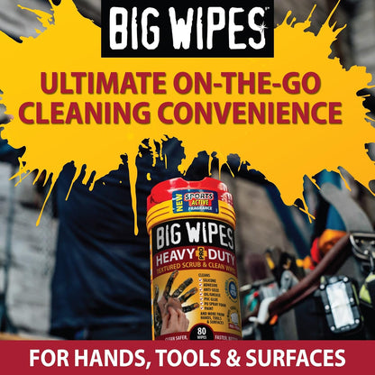 BIG WIPES Heavy Duty Industrial Textured Scrubbing Wipes (80 Count (Pack of 1), Multi-Purpose)