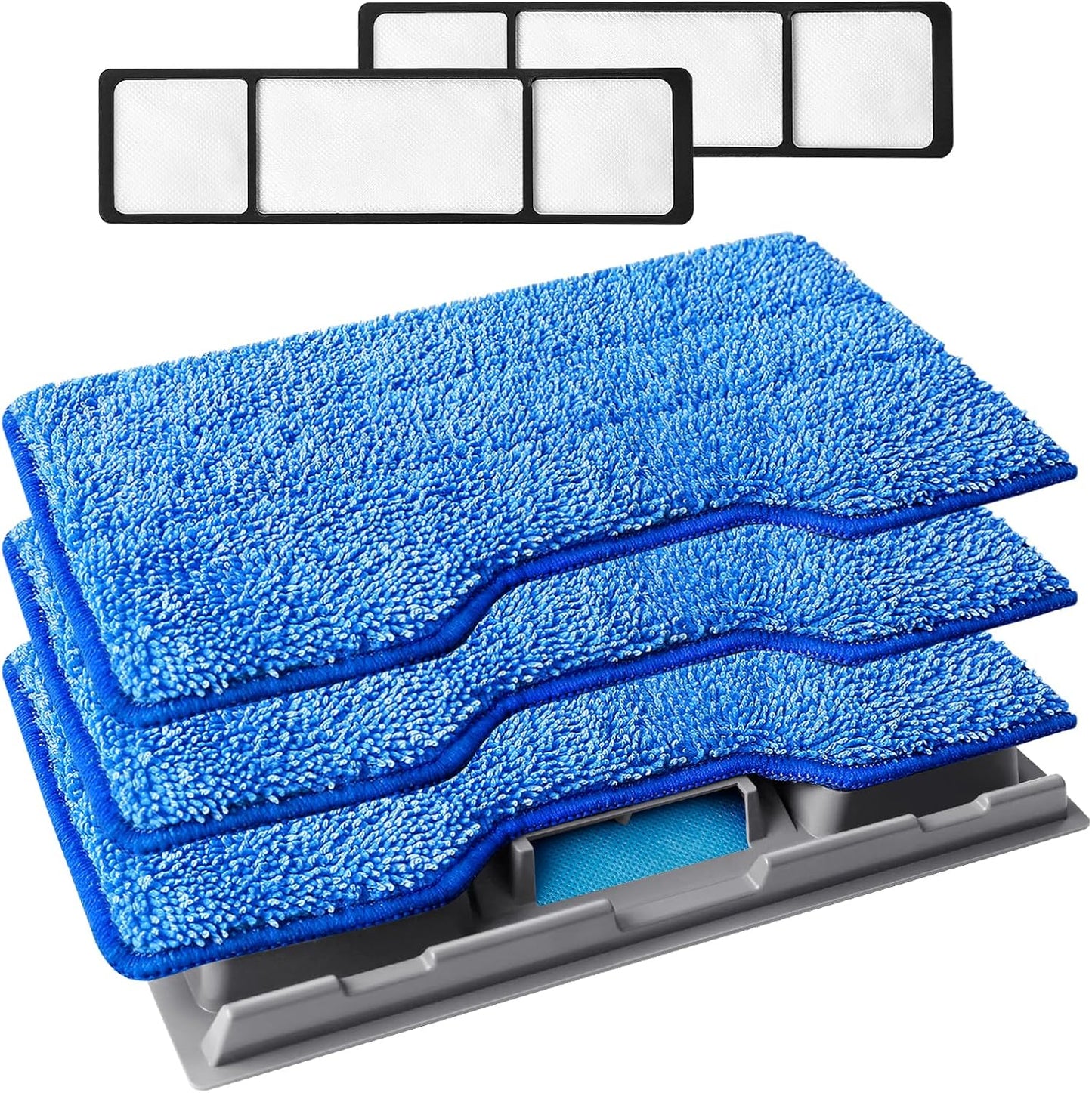KEEPOW Reusable Mop Replacement Pads Compatible with Shark Vac Mop VM252 VM200 VC205 VM250 VM180 VM401 QM250 VM190, Washable Vacuum Mop Pad Refills, Upgraded Design of Dirt Chamber (1+3+6 Pads)