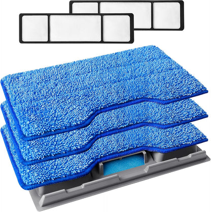 KEEPOW Reusable Mop Replacement Pads Compatible with Shark Vac Mop VM252 VM200 VC205 VM250 VM180 VM401 QM250 VM190, Washable Vacuum Mop Pad Refills, Upgraded Design of Dirt Chamber (1+3+6 Pads)