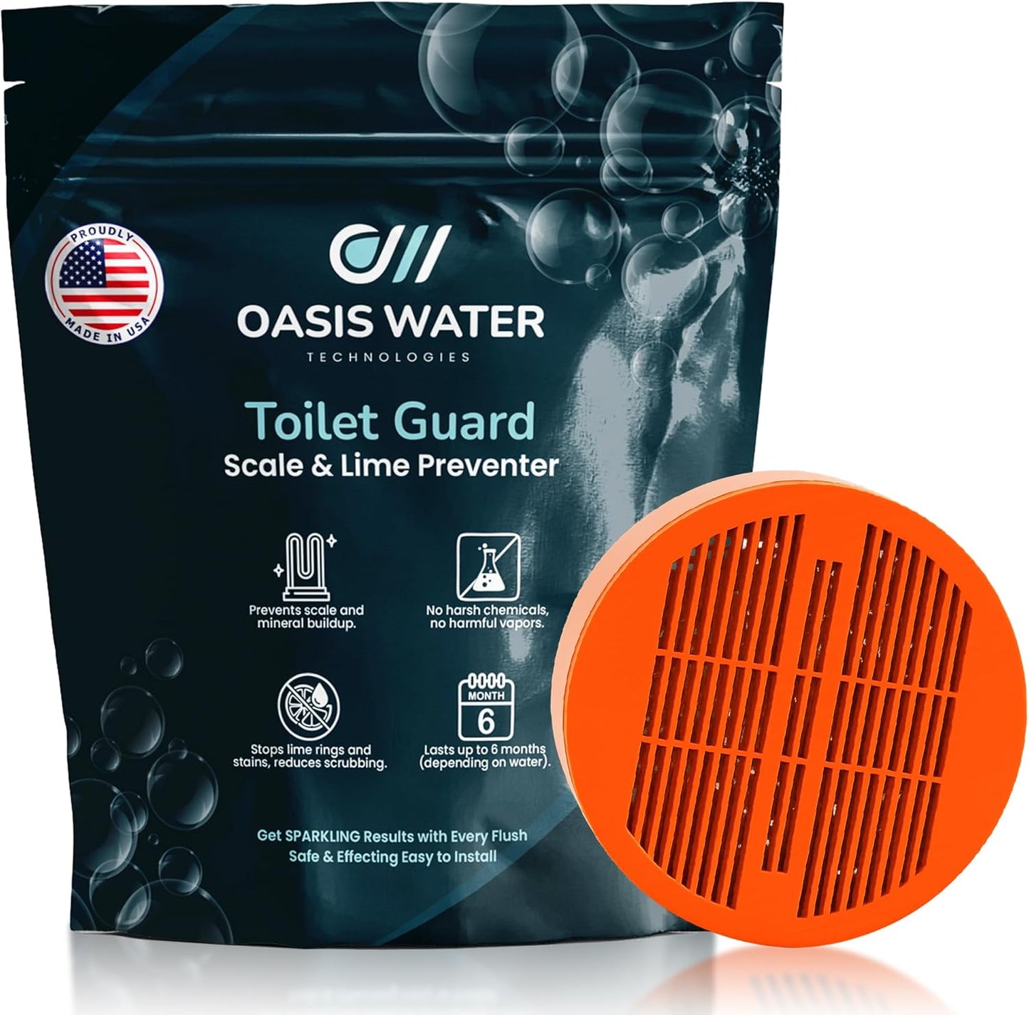 Toilet Guard Drop-In Toilet Tank Tablet | SINGLE 180-Day Tablet | Hard Water & Limescale Control | Reduces Rings, Stains & Mineral Buildup | Polyphosphate Formula | Bleach-Free