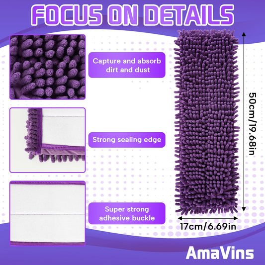 AmaVins 2 Pack Pet System Microfiber Sweeping Pad, Reusable Pet Replacement Mop Pad for Bona Mop & Multi-Surface Floors, 18 Inch Washable Cleaning & Dusting Pads, Attracts & Picks Up Pet Hair