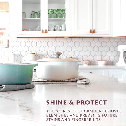 HOPE'S Countertop Restoration Polish - Shines and Protects with No Build-Up - Streak-Free Kitchen Counter Cleaner - Quartz, Marble, Corian, Laminate, Granite Countertop Cleaner, 8 Fl Oz, Pack of 1