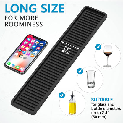 ZAPPOWARE Silicone Kitchen Sink Caddy Sponge Holder 11"x 4.33", Gray - Bathroom Vanity Tray Organizer, Kitchen Soap Tray for Dish Scrubber, Soap Dispenser and Sponge