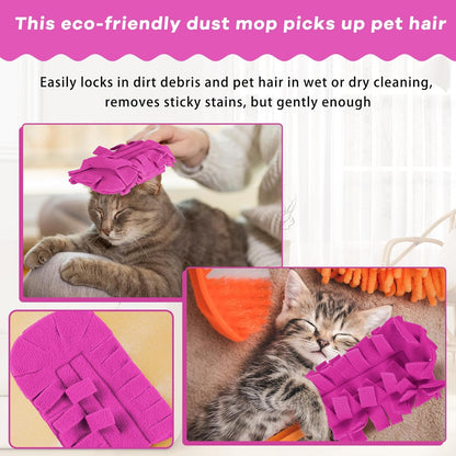 Zubebe 12 Pcs Duster Refill Reusable Fleece Duster Refills Feather Flat Dusters Multi Surface Washable Cleaning Pads Tools for Home, Blinds, Car, Pet, Furniture, Fans (Dark Color)