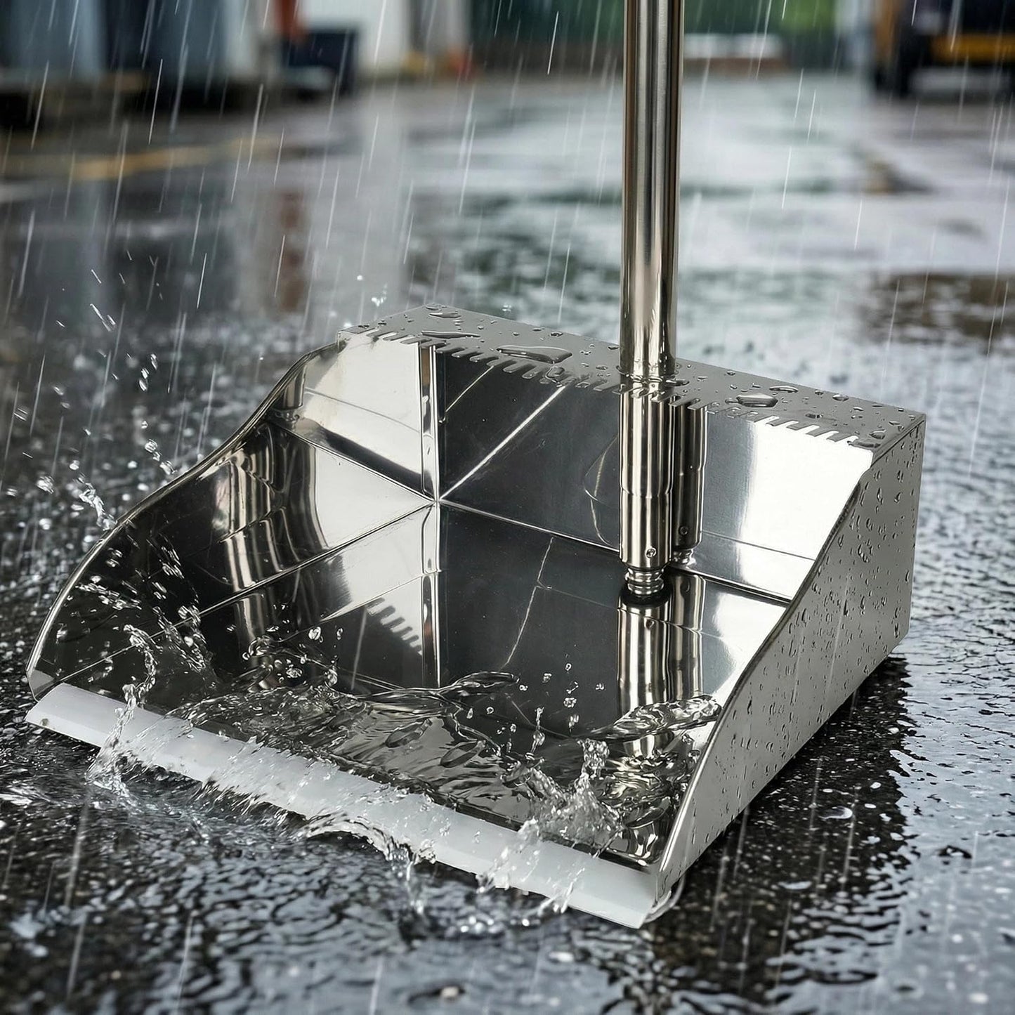 Metal Dustpan with Broom Set, Long Handle Stainless Steel Dustpan,Heavy Duty Standing Dust Pan with Teeth, Indoor Outdoor Up for Home Kitchen Lobby Room Office