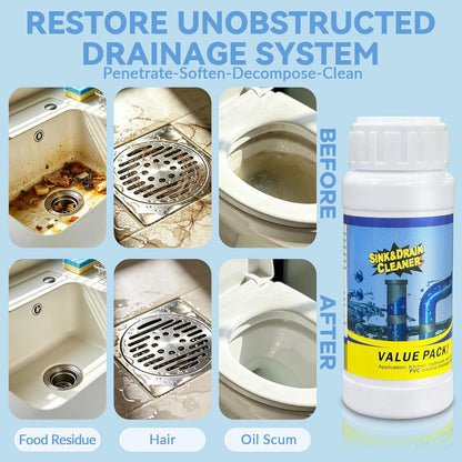 4PCS Sink and Drain Cleaner - 15-30 min Fast-Acting Sink Drains Cleaner - Gentle Formula Drain Clog Remover - Safe for All Pipes - Quick Dissolve Common Pipe Blockages
