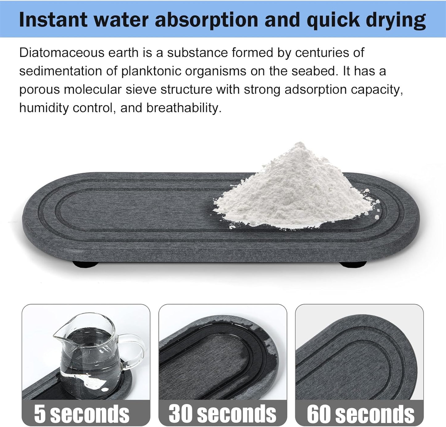 3PCS Water Absorbing Stone Tray, Fast Drying Stone Sink Tray, Stones Soap Trays, Water Absorbent Diatomite Trays, Diatomite Coasters for Kitchen Sink Bathroom Counter, Hand Soap Dish & Holders