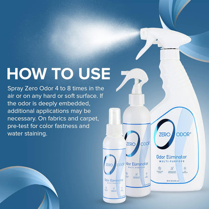 Zero Odor – Multi-Purpose Odor Eliminator - Air & Surface Odor – Patented Technology for Bathroom, Kitchen, Fabric, Closet- Smell Great Again, 16oz