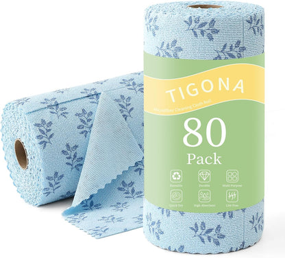 Microfiber Cleaning Cloth Roll,80 Pack Cleaning Towels,Lint Free Rags Paper Towels & Tear Away Reusable Towels,Washable Shop Rags Floral Wipe Cloth,Wash Cloths Dish Rags for Car Kitchen Window