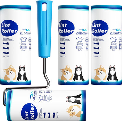 Large Lint Rollers for Carpet, 9.45'' Sticky Rollers for Floor with 360 Sheets, Extendable Long Handle Sticky Mop for Cleaning Couch, Curtains, Cars, Clothing, and Pet Hair