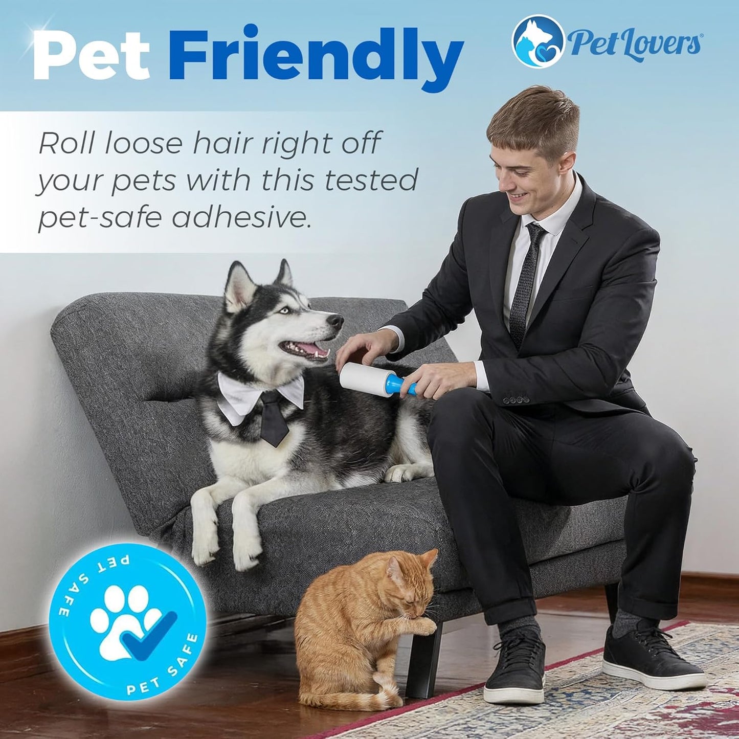PetLovers Extra Sticky Lint Roller Mega Value Set 600 Sheets for Pet Hair Removal, Dog and Cat Lint Remover 6 Pack