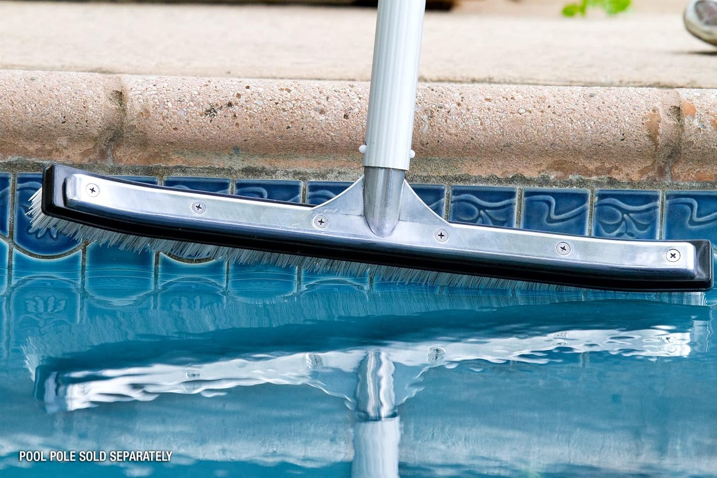 Poolmaster 5-Inch Stainless Steel Pool Algae Detail Brush, Heavy-Duty Aluminum Back, for Gunite Concrete Pools and Spas, Small Narrow Head for Corners, Steps and Tight Areas