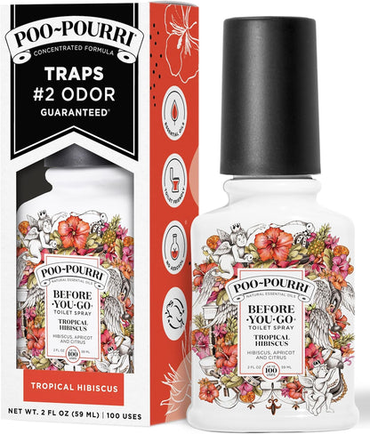 Poo-Pourri Before-You-Go Pocket Toilet Spray, Travel Essentials, Tropical Hibiscus, 1 Fl Oz, Up to 50 Uses, On-The-Go Bathroom Odor Deodorizer with Essential Oils, TSA Approved Size, Hibiscus, Apricot