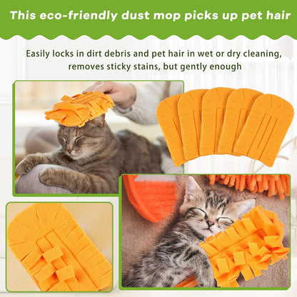 Zubebe 12 Pcs Duster Refill Reusable Fleece Duster Refills Feather Flat Dusters Multi Surface Washable Cleaning Pads Tools for Home, Blinds, Car, Pet, Furniture, Fans (Dark Color)