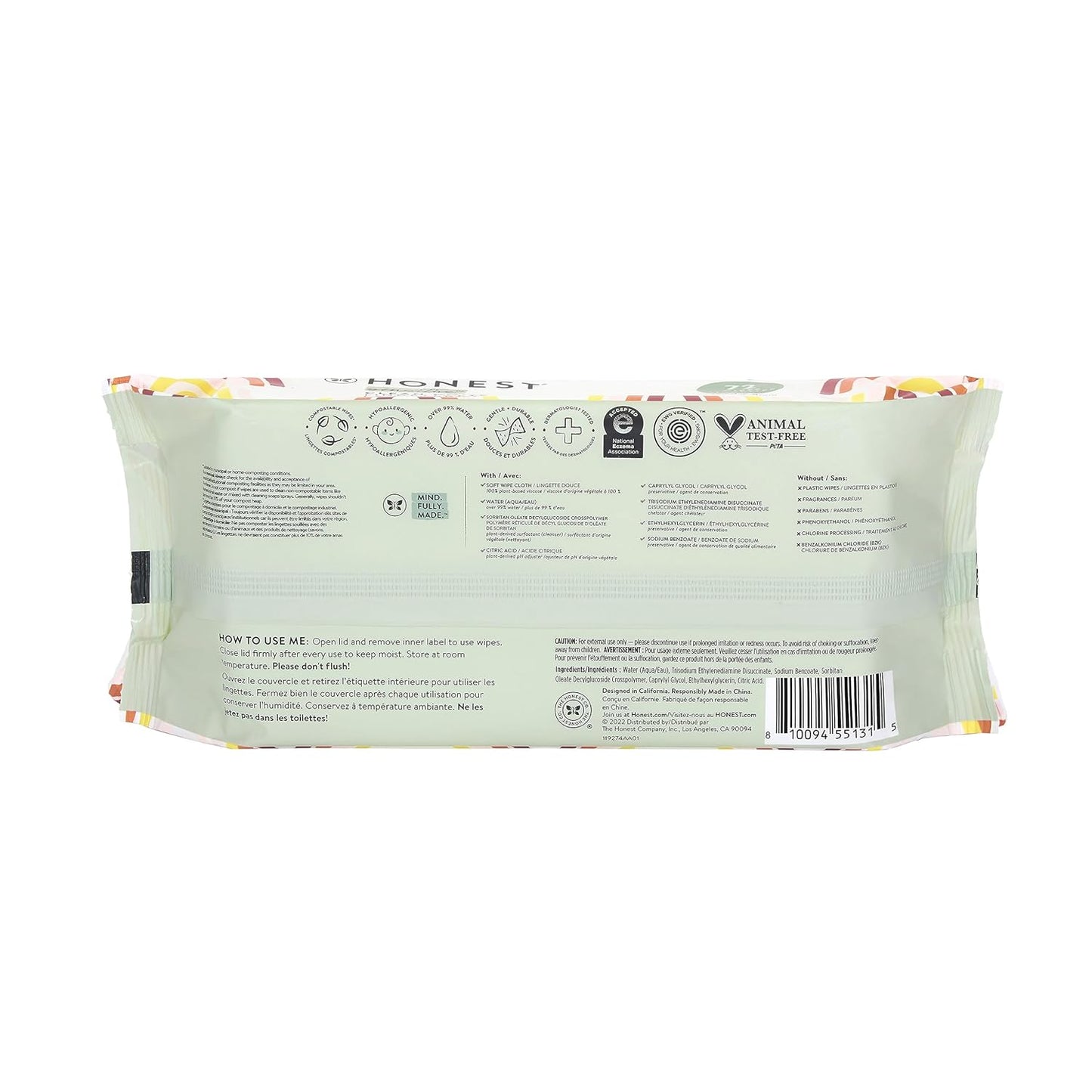 The Honest Company Hypoallergenic Multi-Use Baby Wipes for Sensitive Baby Skin, Rose Blossom, 60 Count