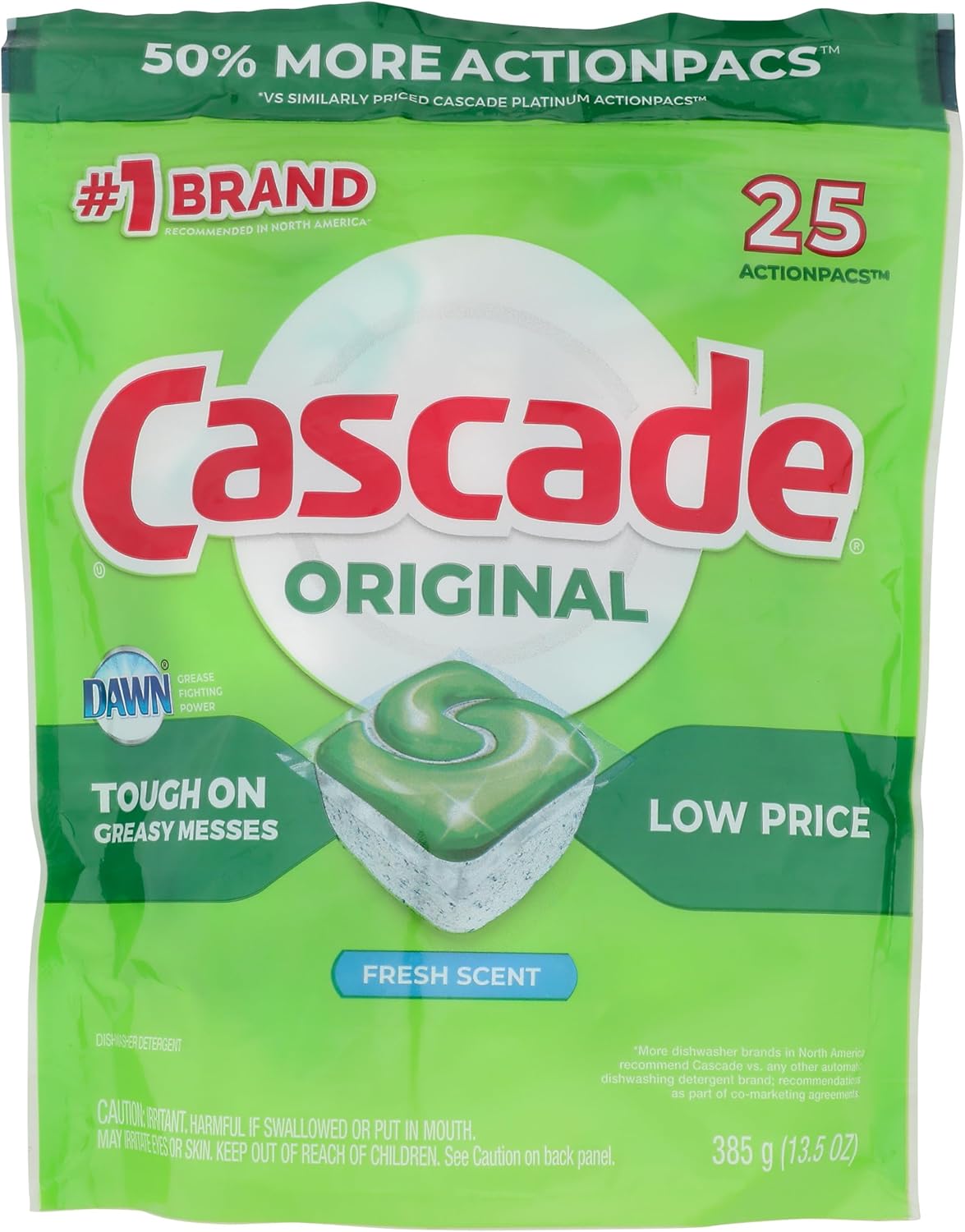 Cascade ActionPacs Dishwasher Detergent Fresh Scent, 25 ct
