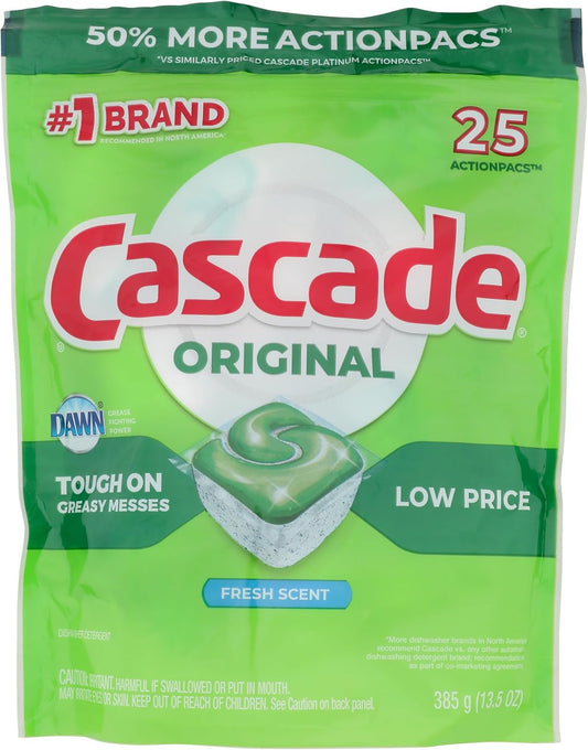 Cascade ActionPacs Dishwasher Detergent Fresh Scent, 25 ct