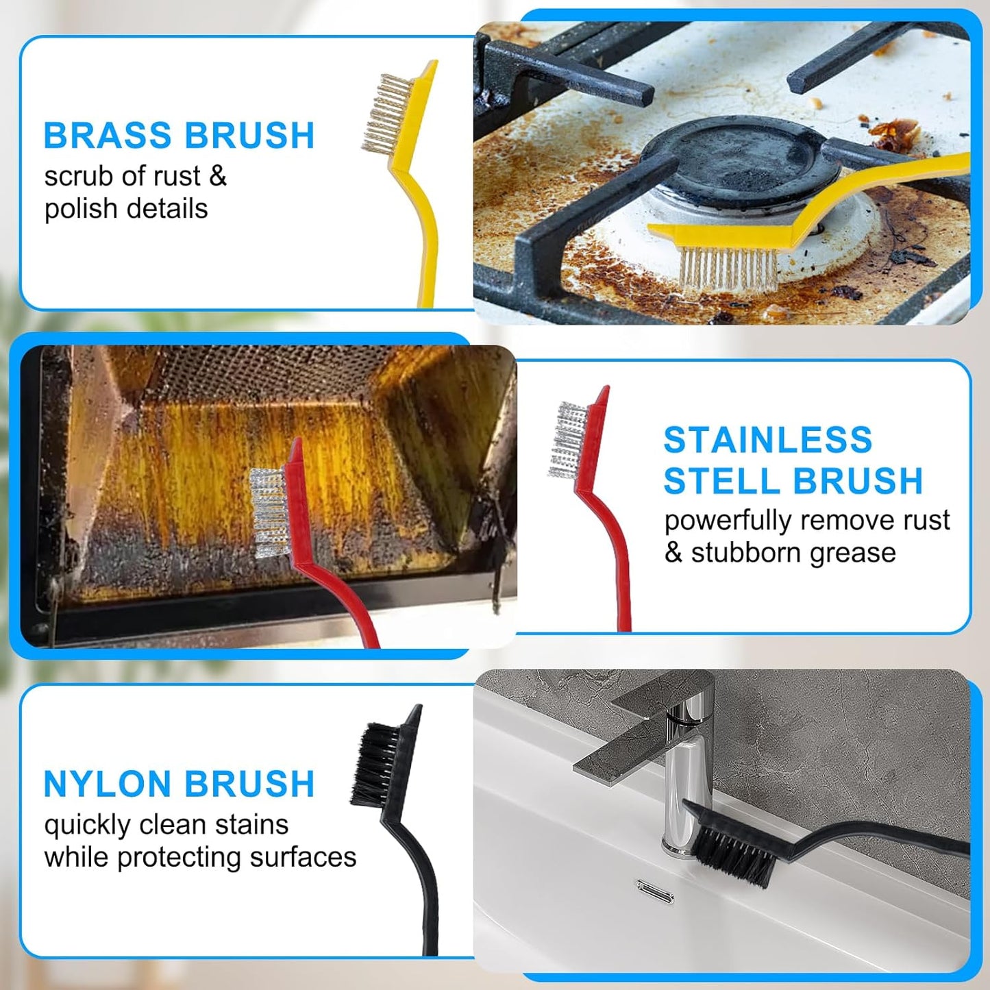 15 Pcs Crevice Cleaning Brush Set - Hard Bristle Cleaning Brush Supplies, V Shape Grout Cleaner Brush for Deep Cleaning Gap, Kitchen, Bathroom, Sink, Bottle, Blender, Corners & More