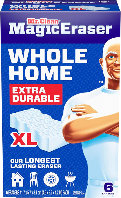 Mr. Clean Magic Eraser Sponge, All Purpose Cleaner, Long Lasting Cleaning Scrubber, Wall Cleaner, Sneaker Cleaner, Oven Cleaner, Kitchen, Bathroom, Shower Cleaning Supplies, Ultra Thick, 5ct
