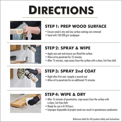 Watco Danish Oil Wood Finish Spray, 11.25 oz, Dark Walnut