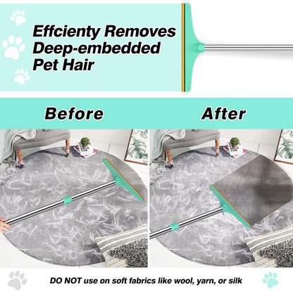 Carpet Rake for Pet Hair Removal - 60" Adjustable Long Handle Carpet Rake, 3 in 1 Reusable Pet Hair Removal Tool Kit, Cat Dog Fur Rakes Scraper Carpet Broom for Carpets, Rugs, Mats
