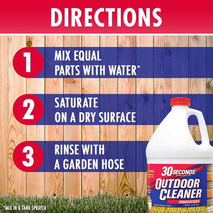 30 SECONDS Outdoor Cleaner Dirt,Mold & Mildew Cleaner & Stain Remover Concentrate | 1 Gallon