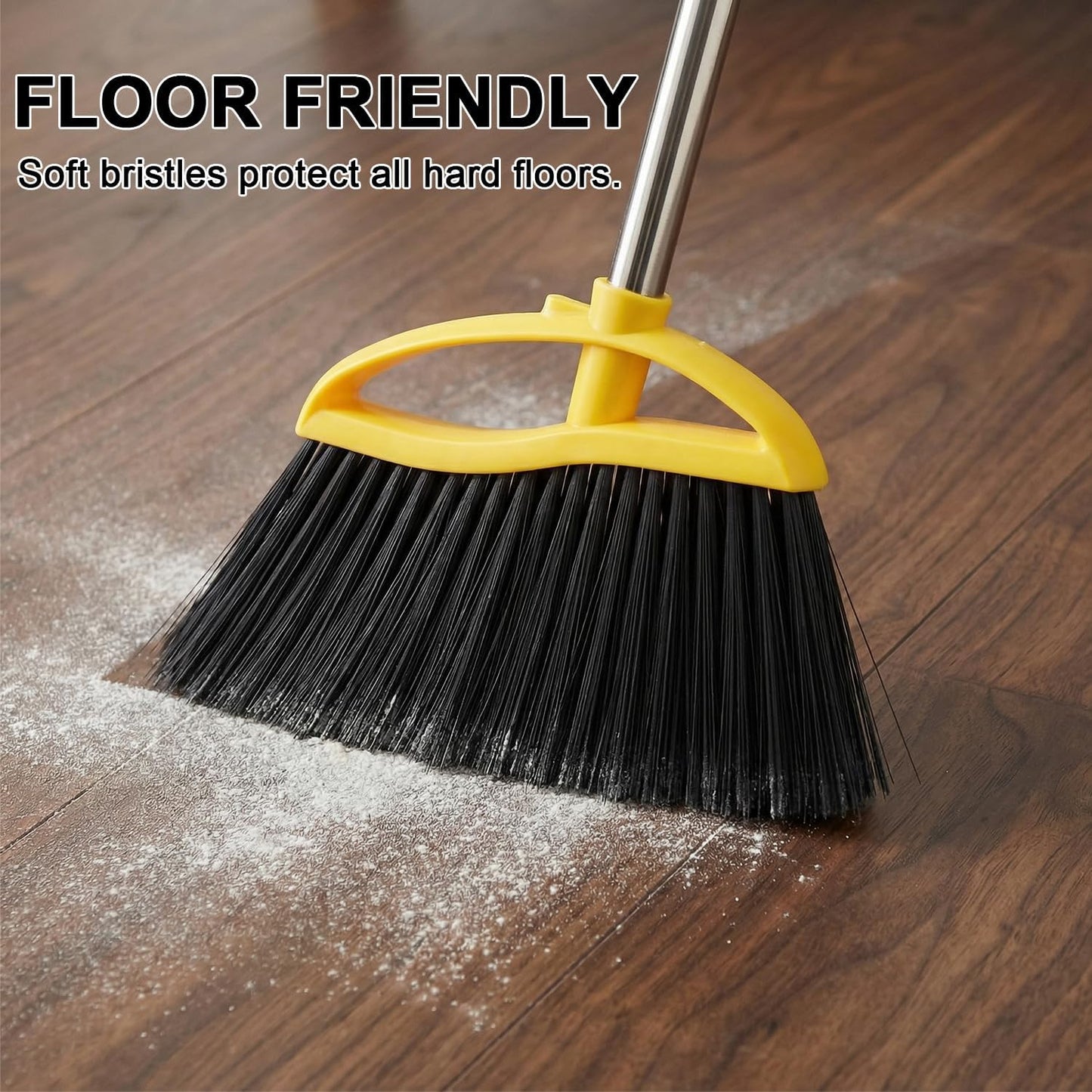 Broom and Stainless Steel Dustpan Set for Home,Metal Dust Pan and Soft Bristles Indoor Kitchen Broom for Office,Lobby