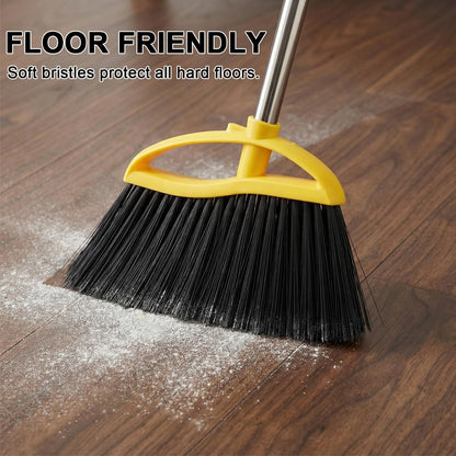 Broom and Stainless Steel Dustpan Set for Home,Metal Dust Pan and Soft Bristles Indoor Kitchen Broom for Office,Lobby