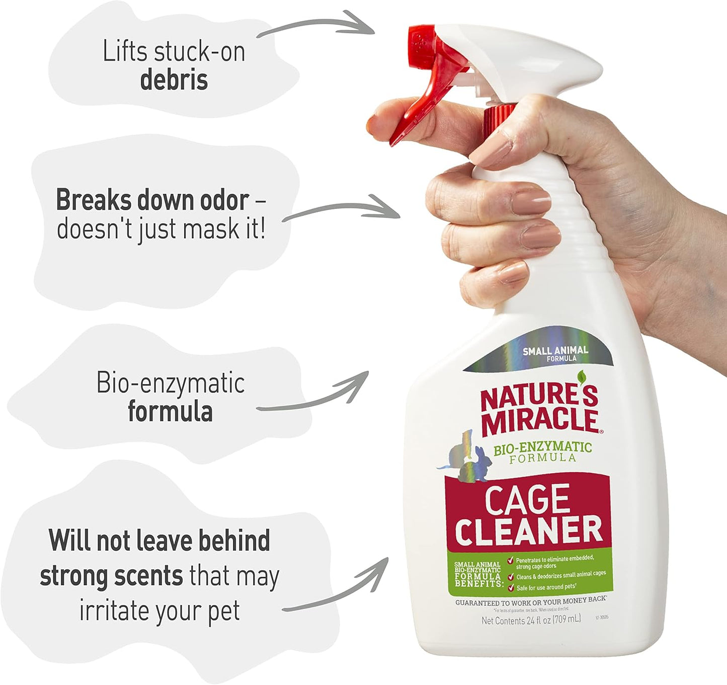 Nature’s Miracle Small Animal Cage and Surface Cleaner, Bio-Enzymatic Cleaning Formula, Destroy Tough Stains and Odors, 24 Ounces