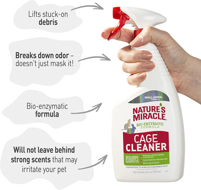 Nature’s Miracle Small Animal Cage and Surface Cleaner, Bio-Enzymatic Cleaning Formula, Destroy Tough Stains and Odors, 24 Ounces
