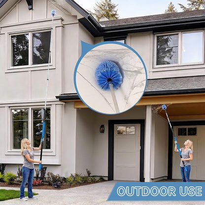 20 Foot Cobweb Duster with Extension Pole 2 PCS, Webster Cobweb Duster for High Ceilings/Corners, Spider Web Brush with Pole for Outdoor & Indoor Web Cleaning, Outdoor Cobweb Brush Kit by MAYKI