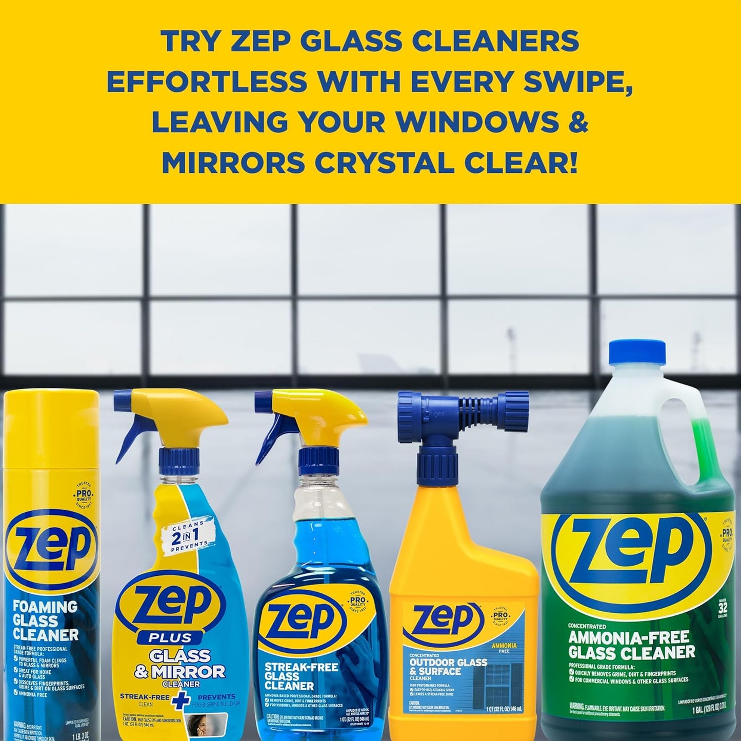 Zep Streak-Free Glass Cleaner - 1 Gallon - (Case of 2) ZU1120128 - Leaves windows and mirrors crystal clear