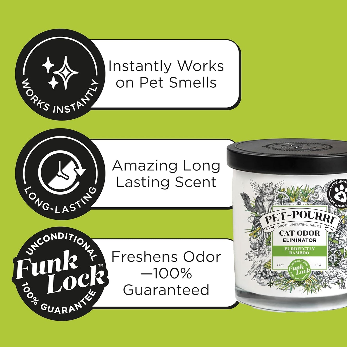 Pet-Pourri Pawsitively Fresh Pet Odor Deodorizer Candle, Burns Up to 45 Hours, Aromatherapy & Air Freshener with Essential Oils, Plant Based Ingredients & Wax, Vet Approved, Jasmine Pear Scent