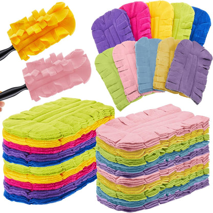 Zubebe 12 Pcs Duster Refill Reusable Fleece Duster Refills Feather Flat Dusters Multi Surface Washable Cleaning Pads Tools for Home, Blinds, Car, Pet, Furniture, Fans (Dark Color)