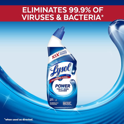 Lysol Toilet Bowl Cleaner, Max Strength Bathroom Cleaning Supplies, Toilet Bowl Cleaner Clinging Gel, Home Essential, Instant Stain Removal, Disinfecting and Deodorizing, Bleach Free, 24 oz (9 ct)