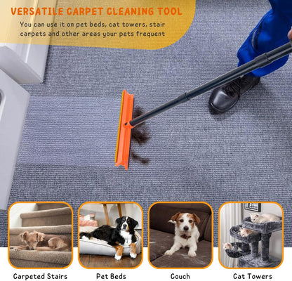 Carpet Rake for Pet Hair Removal, 57'' Long Handle Dog and Cat Hair Remover Tool to Fluff Rug, Stair Carpets and Couch Cleaning Rake