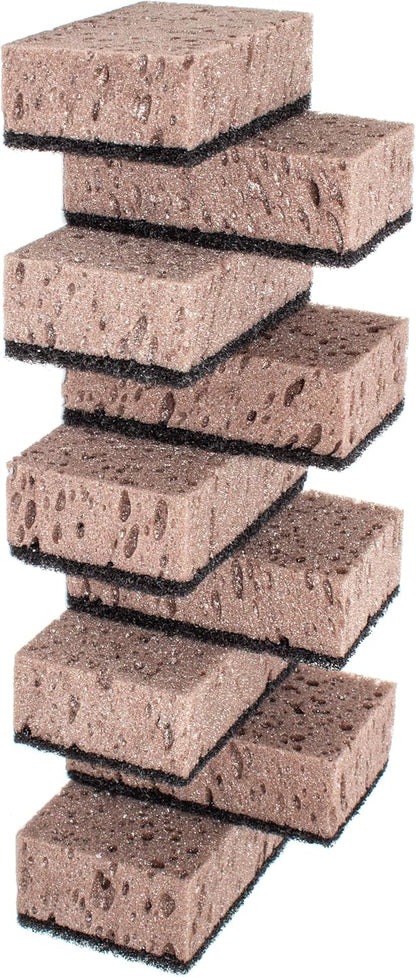 Green Multi Use Scrub Sponge. Made in Europe. 9 Pack, 4.3x2.8x1.4 inches. Odorless Heavy Duty and Non Scratch Fiber. Best, Durable, Delicate, Porous, Non Cellulose Kitchen Sponges and Scrubbers
