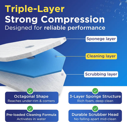50 Count Toilet Wand Refills for Clorox Toilet Wand, 5X Cleaning Power, Replacement Heads for Clorox Wand, High-Density Disposable Brush Scrubber - No Falling Apart, Fresh Fragrance