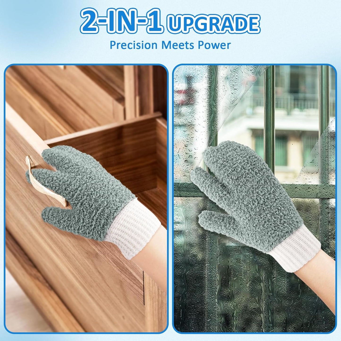 MIG4U Microfiber Dusting Gloves House Cleaning Glove for Blinds, Windows, Shutters, Furniture, and Car, Reusable Lint-Free Pink 1 Pair S/M