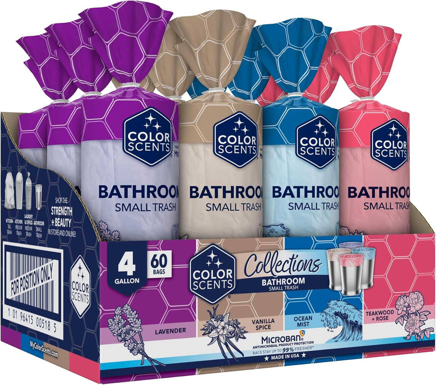 Color Scents 4 Gallon Garbage Bags – Small Scented Trash Bags for Bathroom & Bedroom| 720 Count | Twist Tie | Collection | Made in USA
