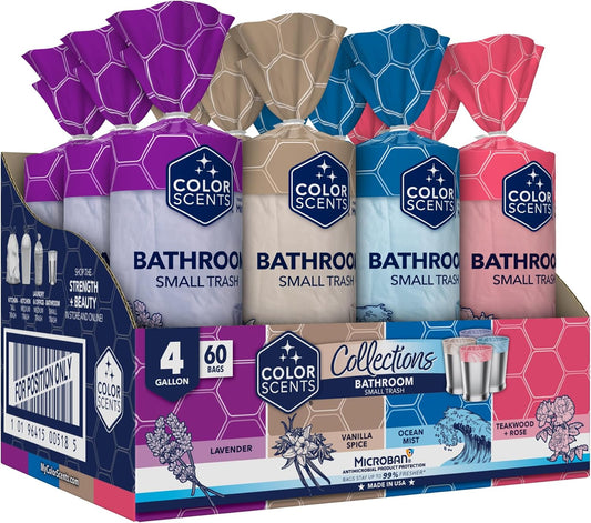 Color Scents 4 Gallon Garbage Bags – Small Scented Trash Bags for Bathroom & Bedroom| 720 Count | Twist Tie | Collection | Made in USA