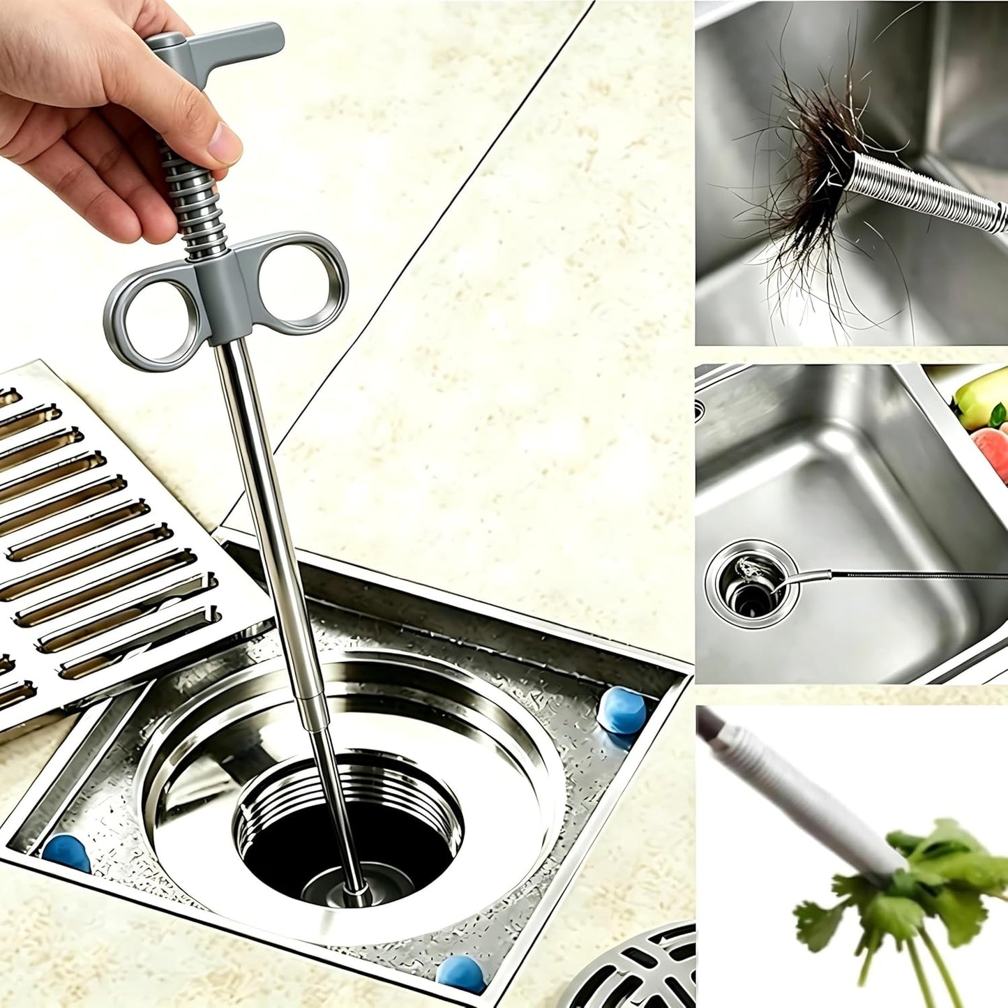Drain Clog Remover Snake Tool for Hair and Debris, Unclog Toilet, Sink, Shower, Bathtub, Sewer