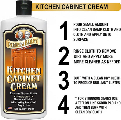 Parker and Bailey Kitchen Cabinet Cream-Wood Cleaner-Grease Remover 16 oz (1)
