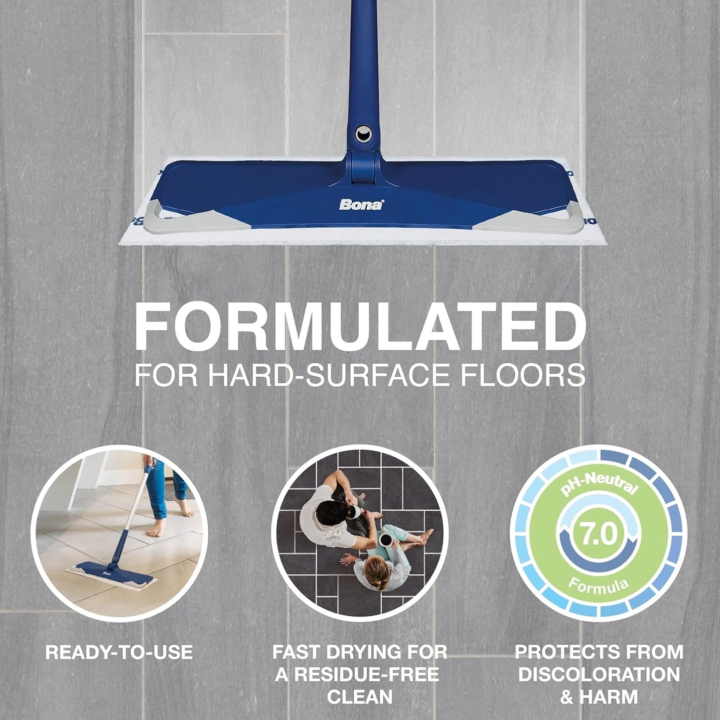 Bona Multi-Surface Floor Disposable Wet Cleaning Pads - 12-Pack - Residue-Free Floor Cleaning Solution for Stone, Tile, Laminate, and Vinyl Floors