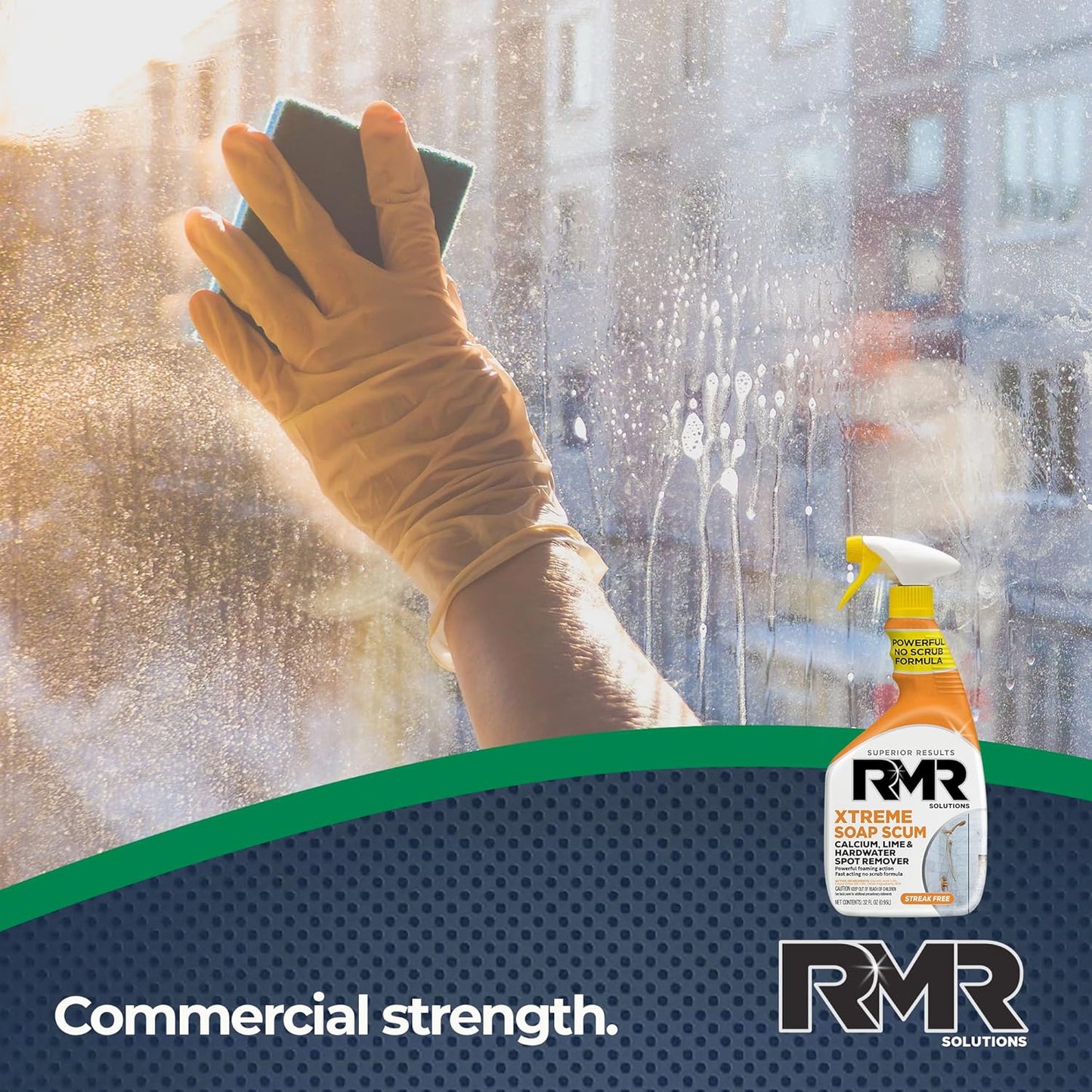 RMR - Xtreme Soap Scum Remover, Fast-Acting, No-Scrub Bathroom Cleaner for Soap Scum, Calcium, Hard Water, Limescale, and Shower Tile Residue, Bleach-Free, 30-Fluid Ounce Spray Bottle