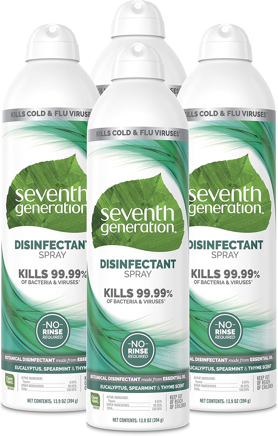 Seventh Generation Disinfecting Spray Cleaner Eucalyptus and Thyme Disinfectant 13.9 oz, Pack of 8