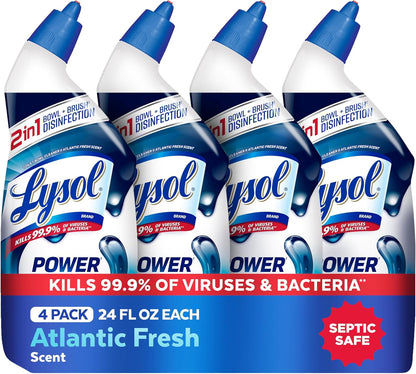 Lysol Toilet Bowl Cleaner, Max Strength Bathroom Cleaning Supplies, Toilet Bowl Cleaner Clinging Gel, Home Essential, Instant Stain Removal, Disinfecting and Deodorizing, Bleach Free, 24 oz (2 ct)