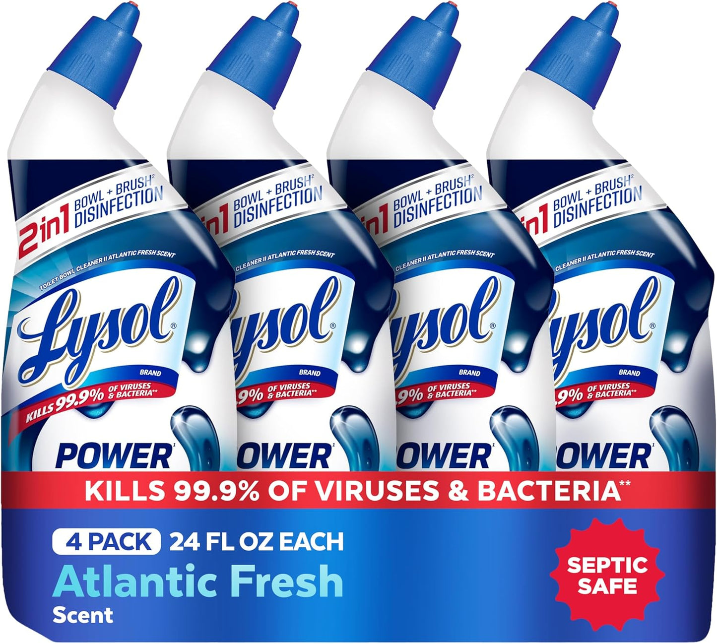 Lysol Toilet Bowl Cleaner Gel, For Cleaning and Disinfecting, Septic Safe Toilet Bowl Cleaner, Lavender & Cotton Blossom Scent, 24 oz, (Pack of 2)